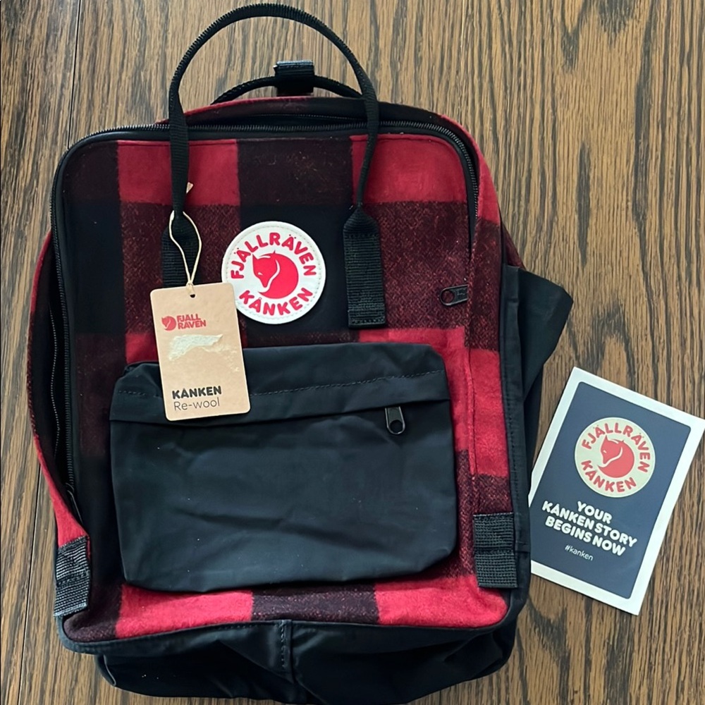 Fjallraven Kånken Red and Black re-wool Backpack